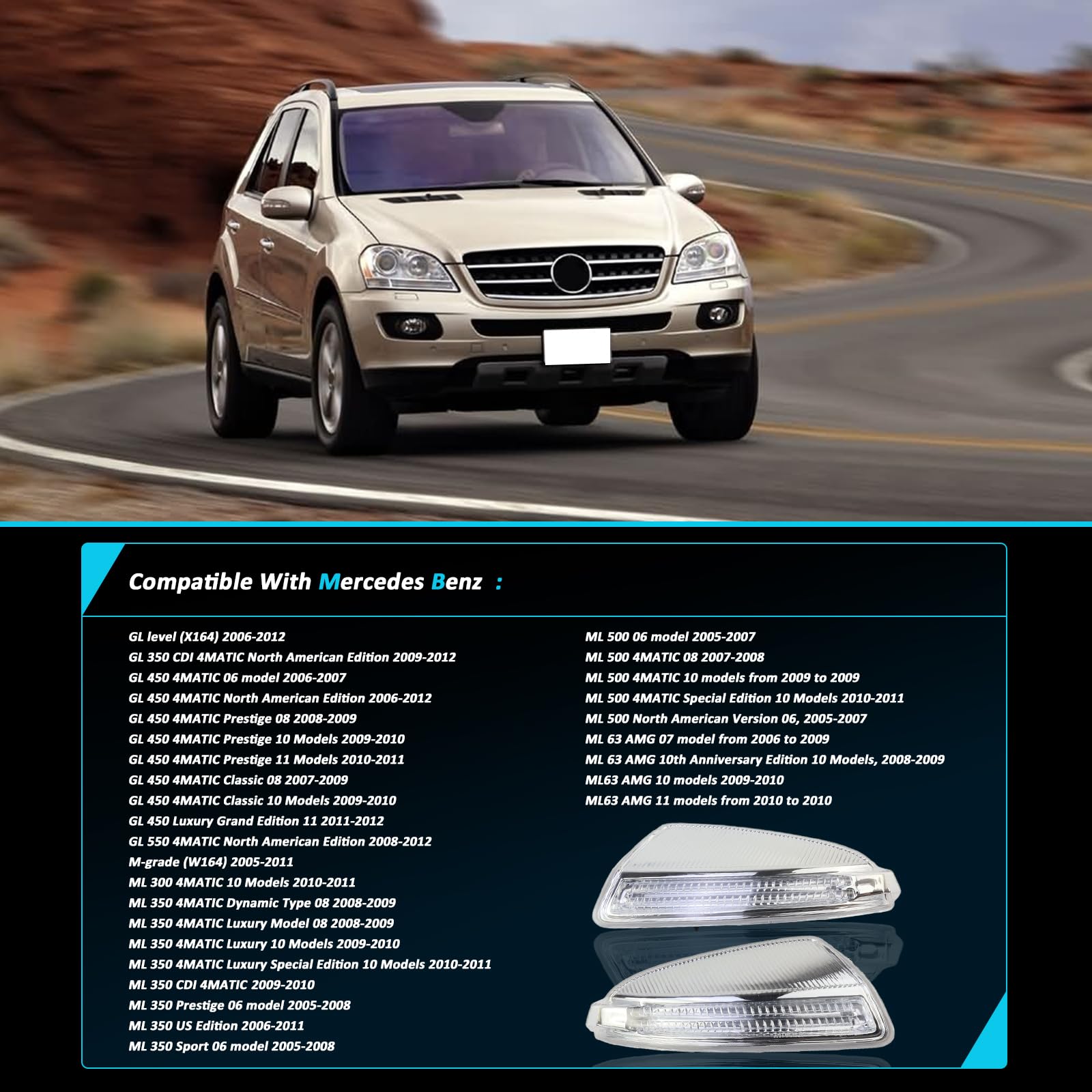 MUNIK 1649061300 Mirror Turn Signal Lights Compatible with