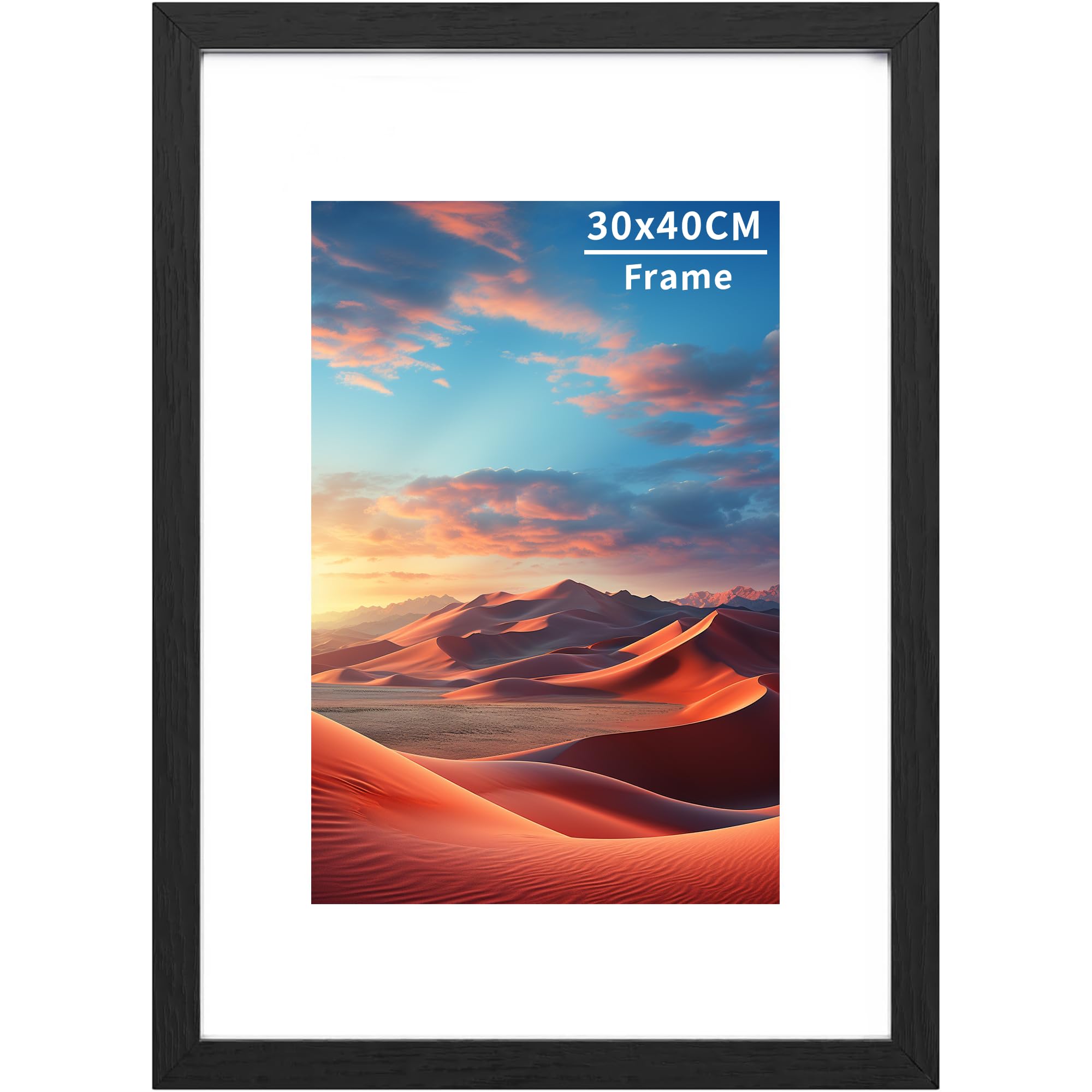 30x40 Picture Frame Wooden Picture Frames,30x40cm Photo Frame with Acrylic Glass, 30x40 Poster Frame with Wall Hanging,Certificate Frames Landscape or Portrait Orientation,Black,1P — image 1