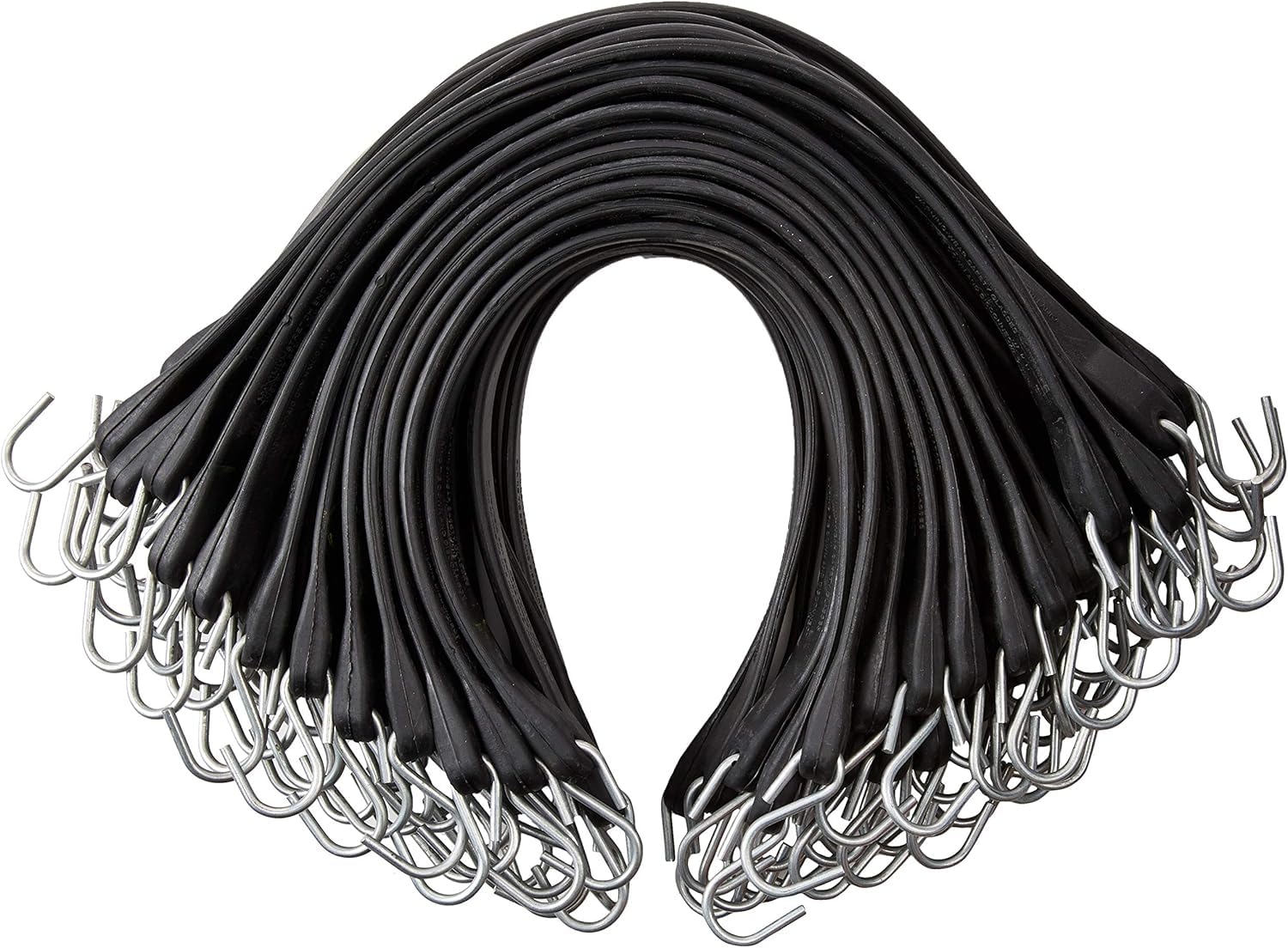 Rubber Bungee Cords with Hooks - 15 Inch 10 Pack - Heavy Duty Outdoor Flatbed Tarp Straps Bungie Tie Downs - Natural Rubber