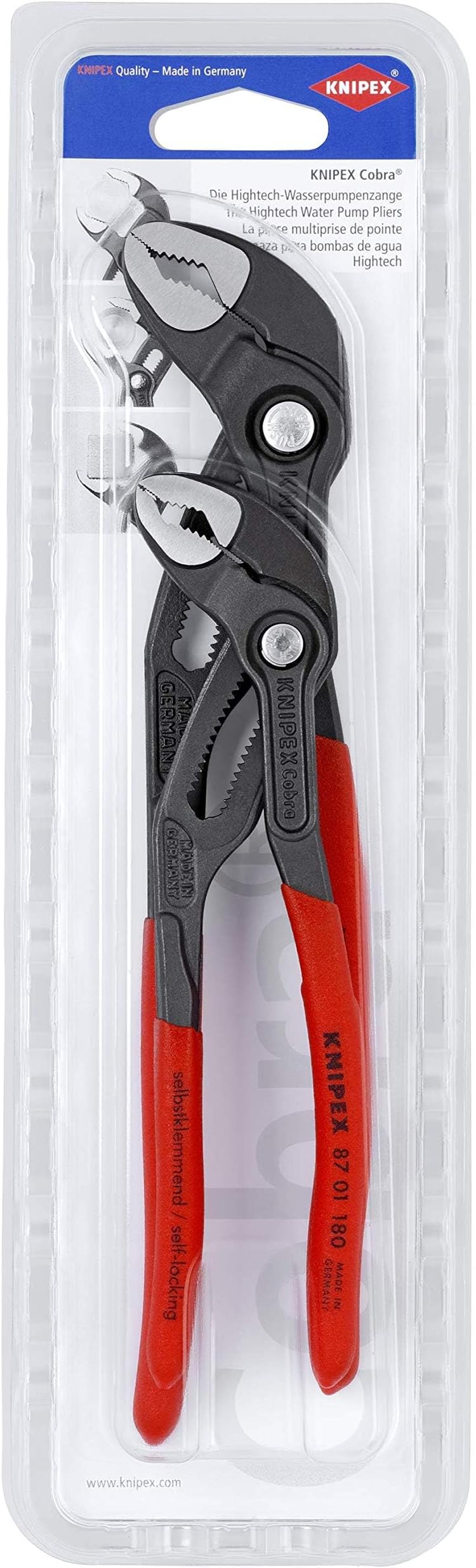 Knipex 00 31 20 V01 Cobra High-Tech Pipe Plier 2 Pieces Set