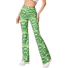 سروال الهذيان للنساء - EDC 70s Wide Leg Flair Leggings Disco Festival Outfits High Waist Bell Bottom Trousers