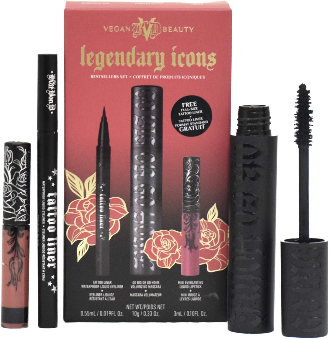 Kat Von DLegendary Icons Set Includes Full Size Mascara + Full Size Tattoo Liner + Lolita Liquid Lipstick Mini
