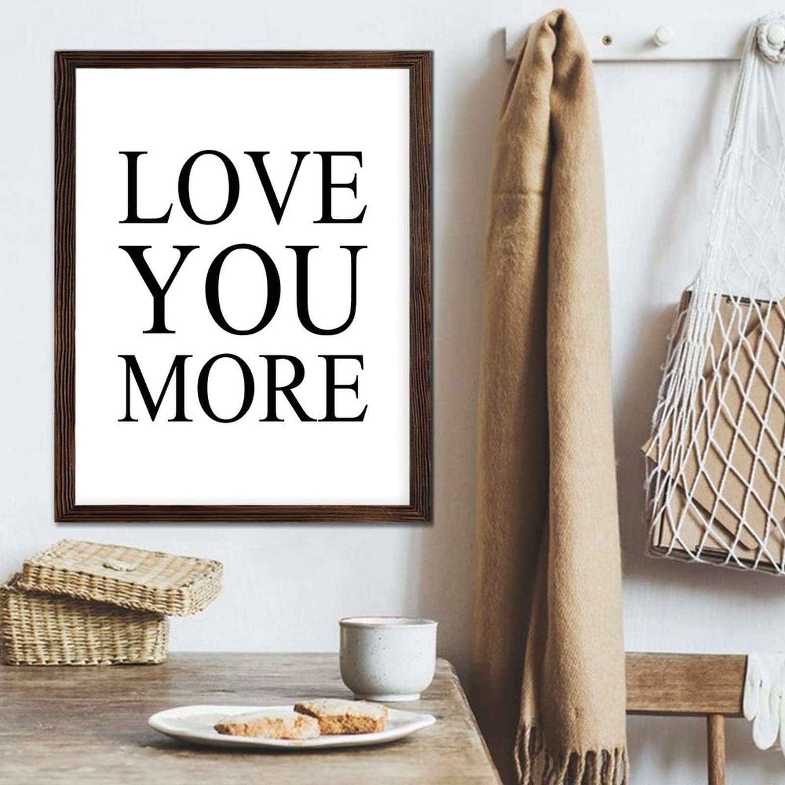 Targa da parete in legno con citazioni ispiratrici, scritta Love You More rustica in legno da appendere alla parete, camera da letto, soggiorno, ufficio, 45,7 x 50,6 cm