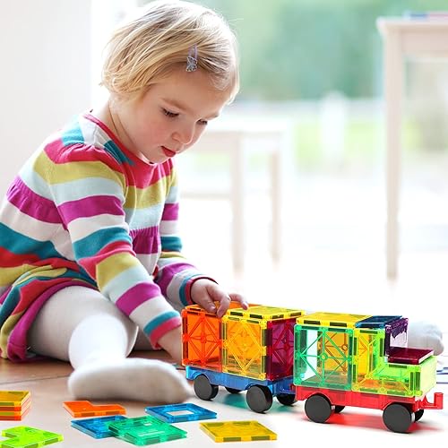 Miniatura 2 de Gemmicc Juego de 2 piezas magnético para automóvil vehículo de construcción magnético camión magnético compatible con azulejos magnéticos juguetes