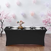 Vista 2 de CWK - Funda de mesa de elastano elástica para mesas plegables rectangulares, resistente a las arrugas, elástico y protector de mantel de patio