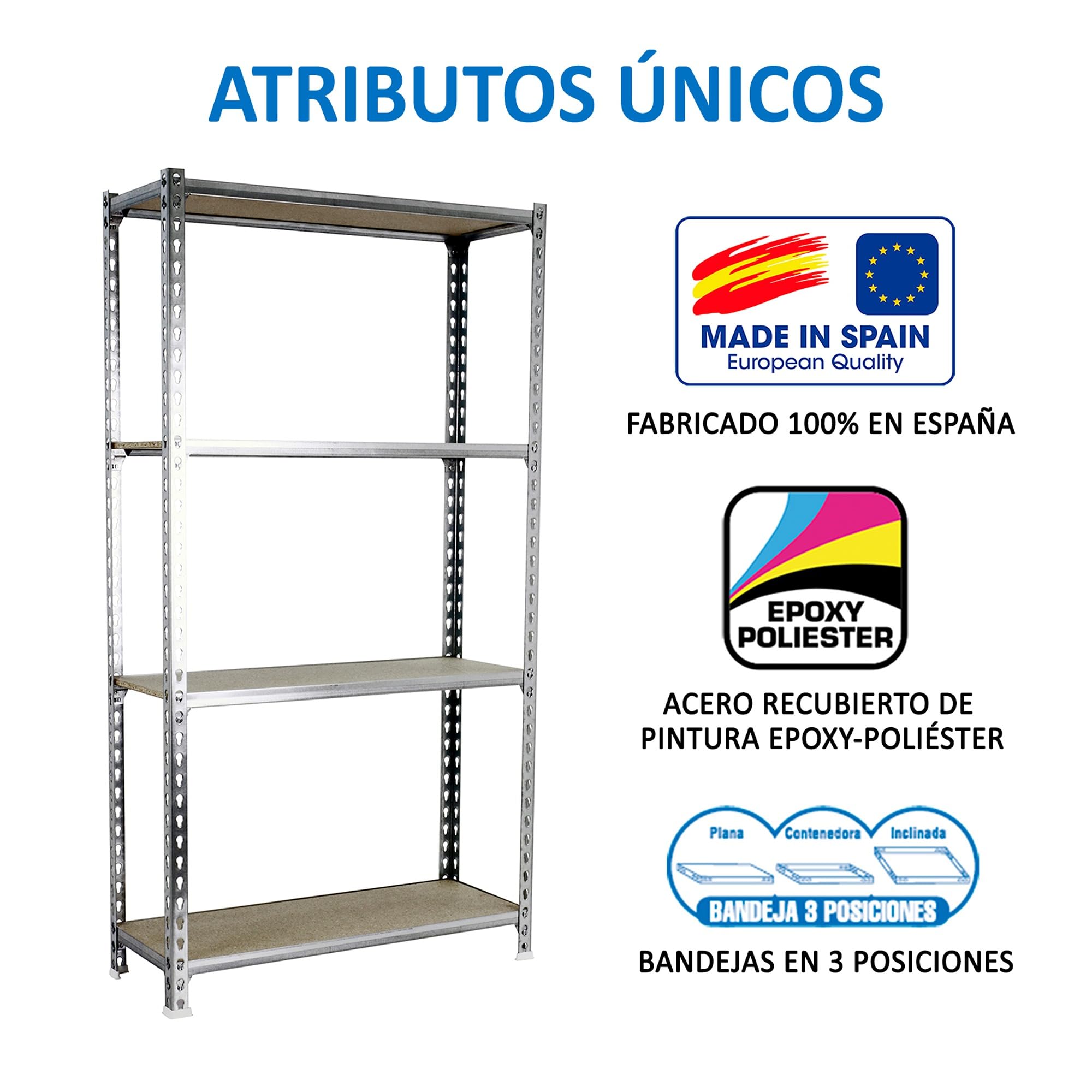 Simon Rack Estanterias Metalicas, 1500x900x500 mm, 4 Baldas de Madera, 150 kg de Punto Flexión, Estanterias Almacenaje, Galvanizado/Madera - Maderclick