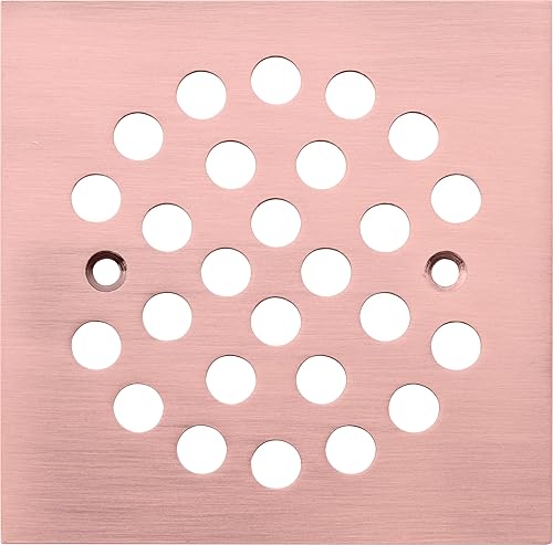 Miniatura 9 de Colador de rejilla de drenaje cuadrado de 4-14 (4.25) pulgadas (4.252 in* 4.252 in) para piso de ducha (oro cepillado)