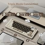 RK ROYAL KLUDGE M70 Clavier mécanique sans fil avec clés macro 2,4GHz/Bluetooth/Wired 75% Jeu de clavier avec 6000mAh Affichage du joint d'étanchéité de la batterie & Bouton RGB Commutateur de crème linéaire à chaud