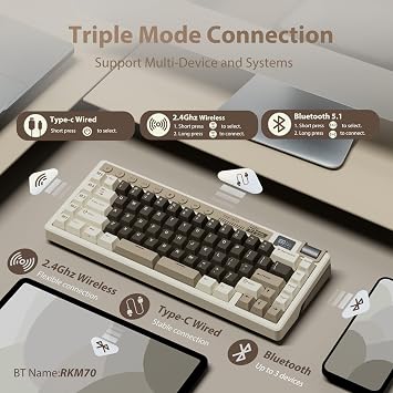 RK ROYAL KLUDGE M70 Wireless Mechanical Keyboard with Display/Macro Keys
