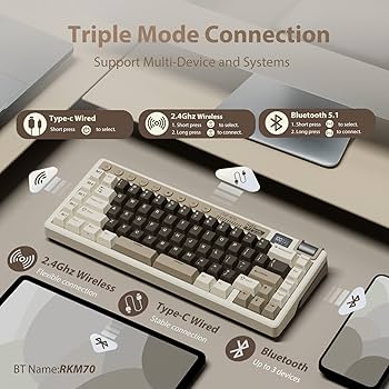 RK M70 メカニカルキーボード 本体 Amazon.com: RK ROYAL KLUDGE M70 Wireless Mechanical Keyboard