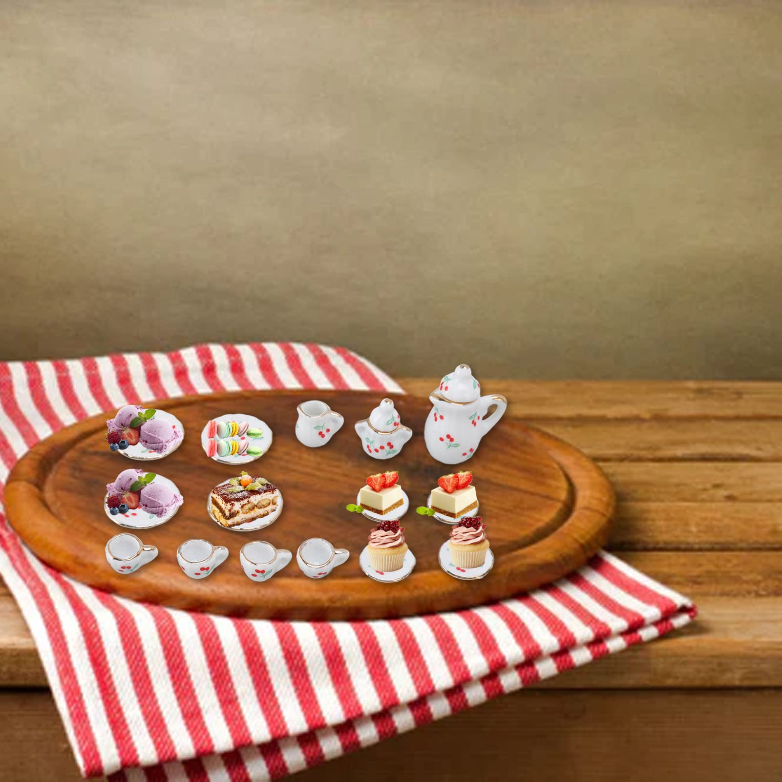Set De 15 Accesorios De Porcelana Para Casa De Muñecas 1:12 – Juego De Té Azul Y Blanco Con 11 Cubiertos En Miniatura, Vajilla Con Motivo De Flores Para Cocina Y Sala