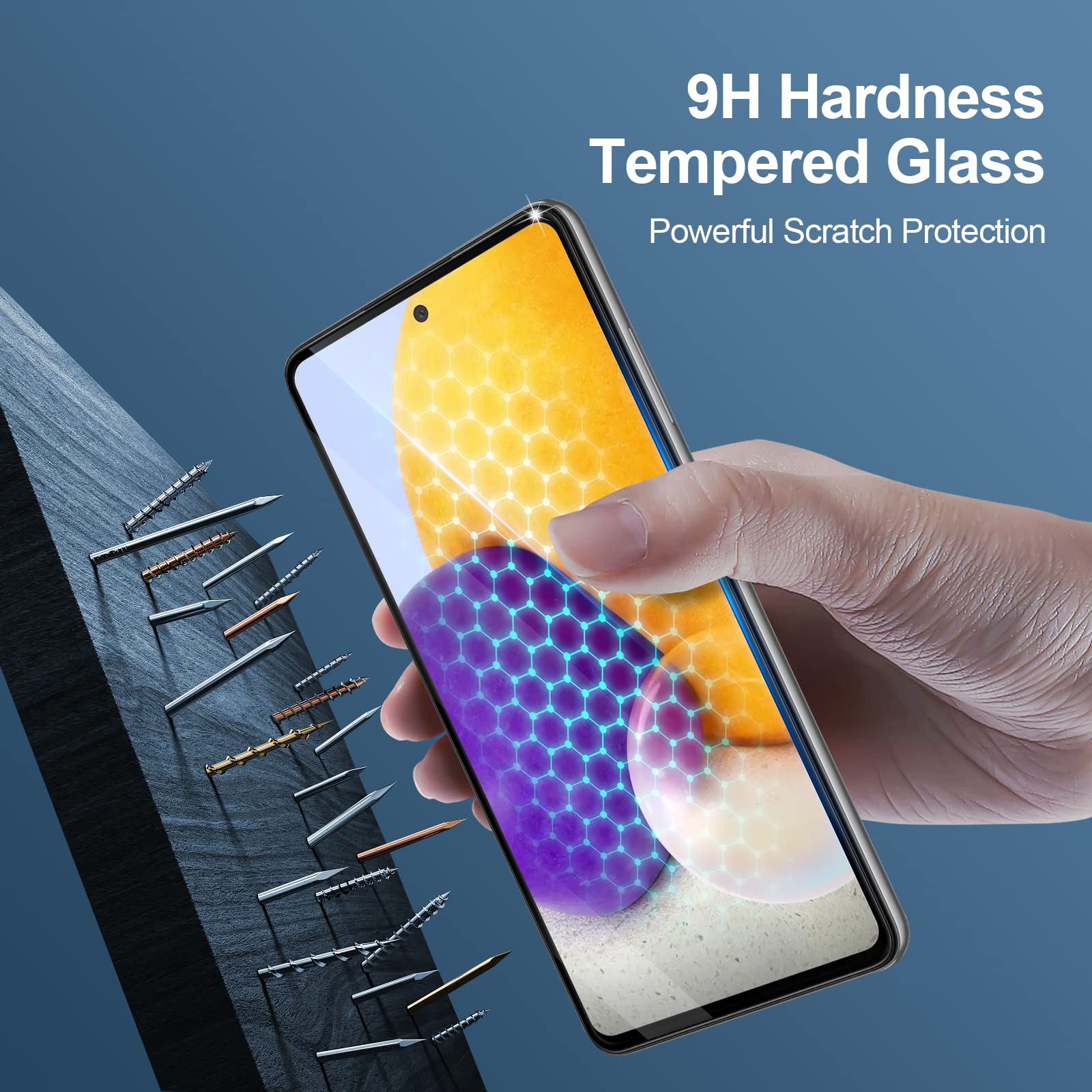 GiiYoon-3 Stuks Screen Protector Compatibel met Samsung Galaxy A73 5G/A72 4G/5G,9H Gehard Glas Schermbeschermer,[Volledige Dekking] [Eenvoudige installatie] [Krasbestendig][Geen Bubbels] Beschermfolie