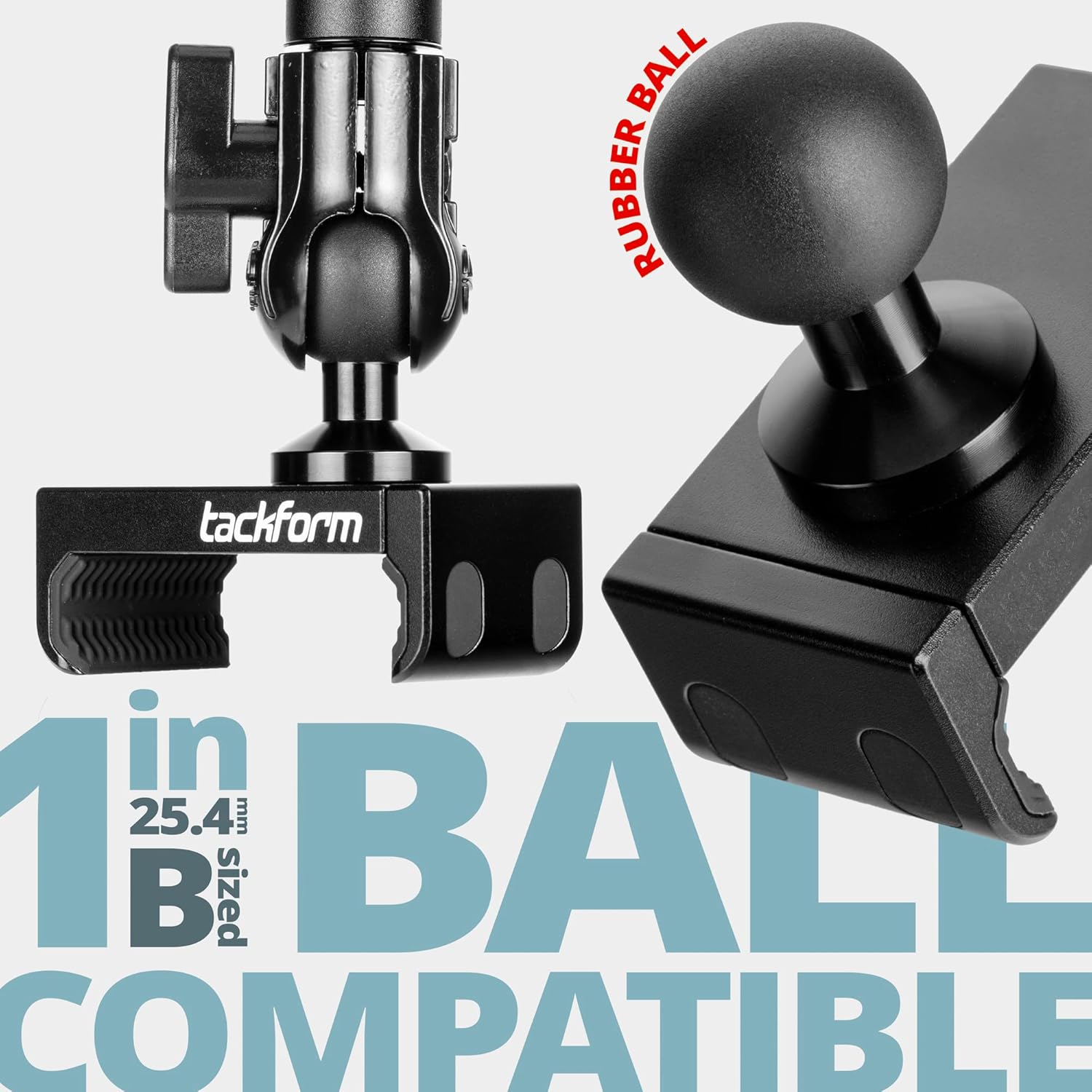 Tackform Enduro 25LITE Phone Holder - Spring Tension Optimized for in Vehicle Use, Truck and Fleet, Rock Crawling | 1" / B-Sized / 25.4mm Rubber Ball | Billet Aluminum | Compatible with RAM and ARKON