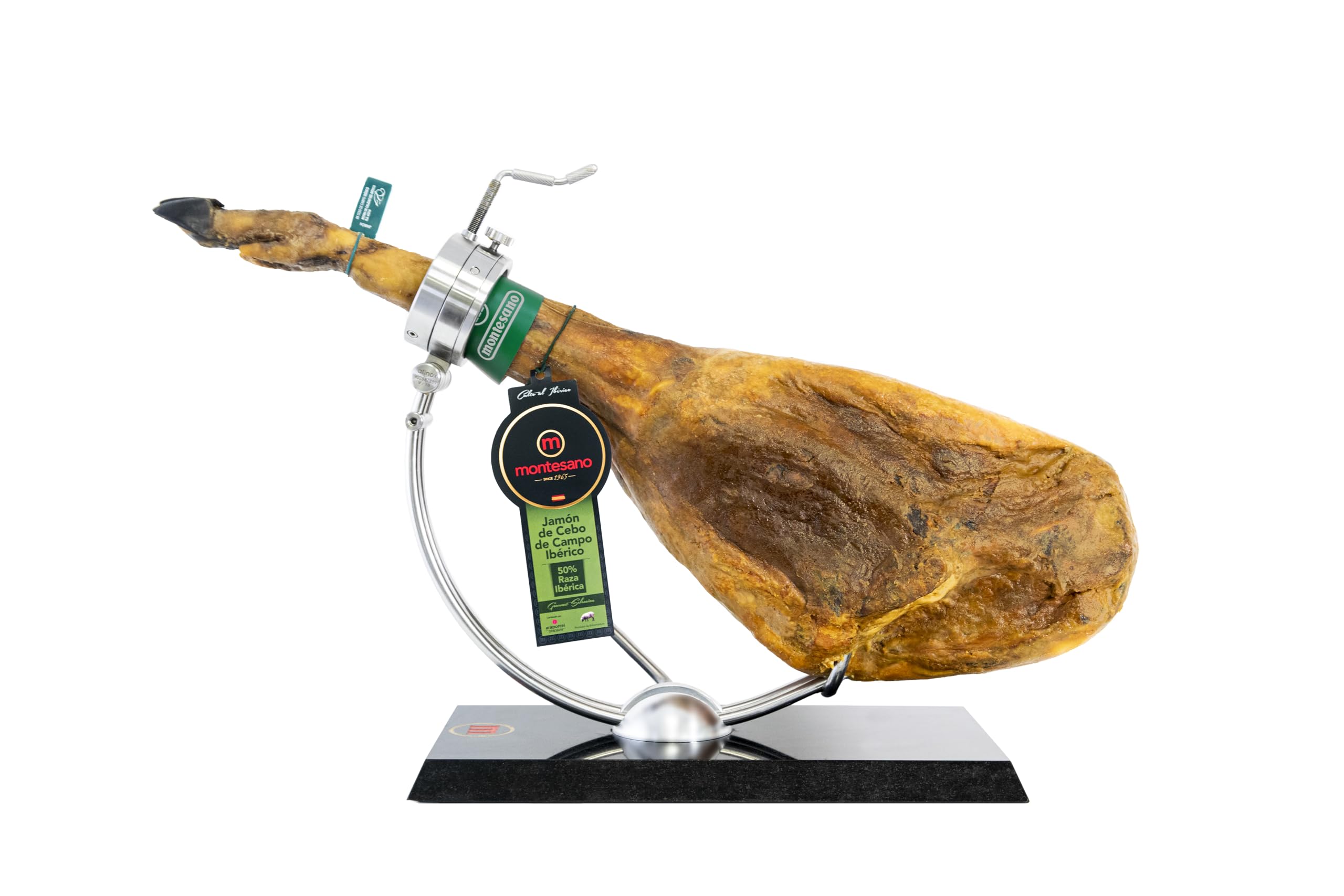 Ibéricos Montesano | Jamón Ibérico de Cebo de Campo 50% Raza Ibérica | 36 Meses de Curación | Criado en Libertad en la Dehesa Extremeña | Alimentado con Piensos y Pastos Naturales | 7-7.5kg
