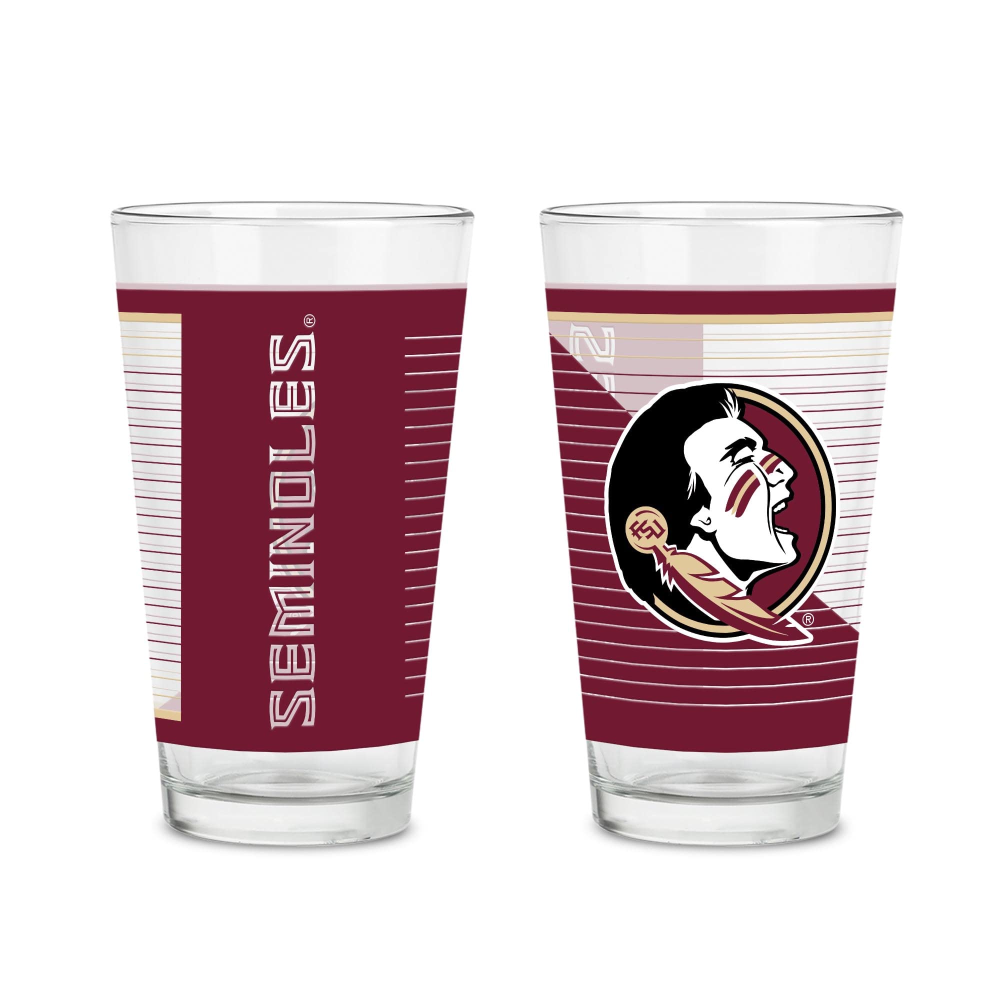 Rico Industries NCAA Florida State Seminoles Lot de 2 verres à pinte avec logo imprimé numériquement, pratiques et classiques, pour ventilateurs, passent au lave-vaisselle