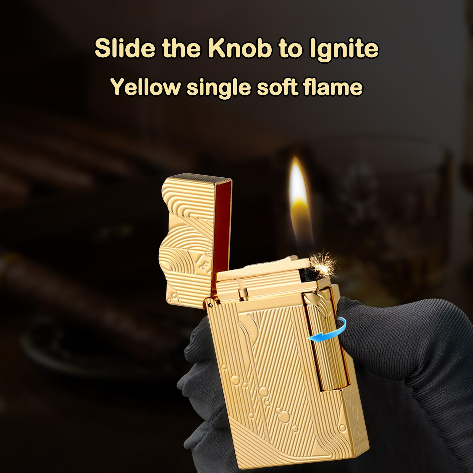 Sanji - Mechero de sirena para dormir, encendedor de una pieza, sonido de adherencia, encendedor de gas butano recargable, llama suave ajustable, regalo para hombres, papá, novio, marido