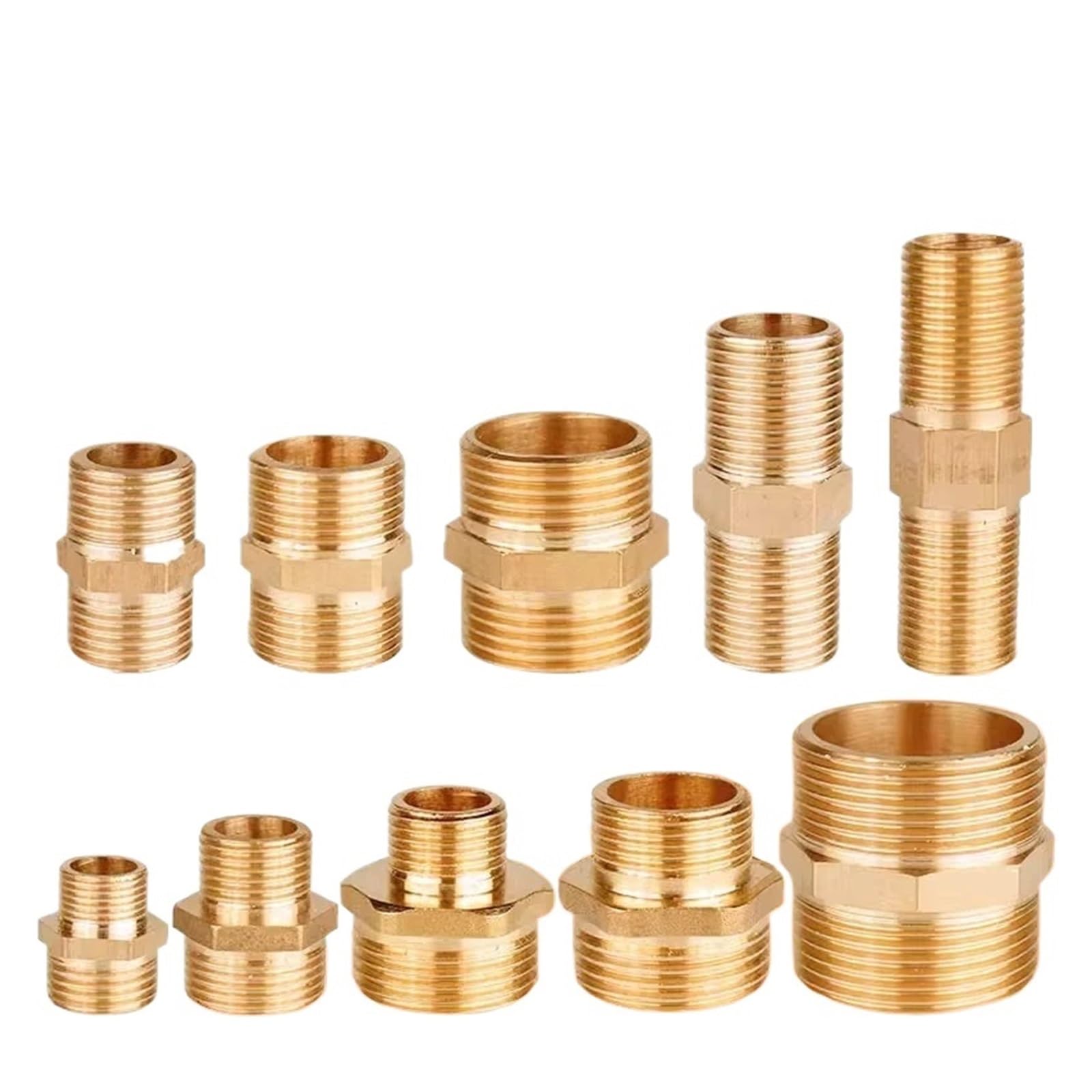 AARTERZZA Brass Pipe Hex Nipple Fitting 1/8 1/4 3/8 1/2 3/4 1 Quick Coupler Adapter Male to Male Thread Water Oil Gas Connector(1l4 to 1l2)