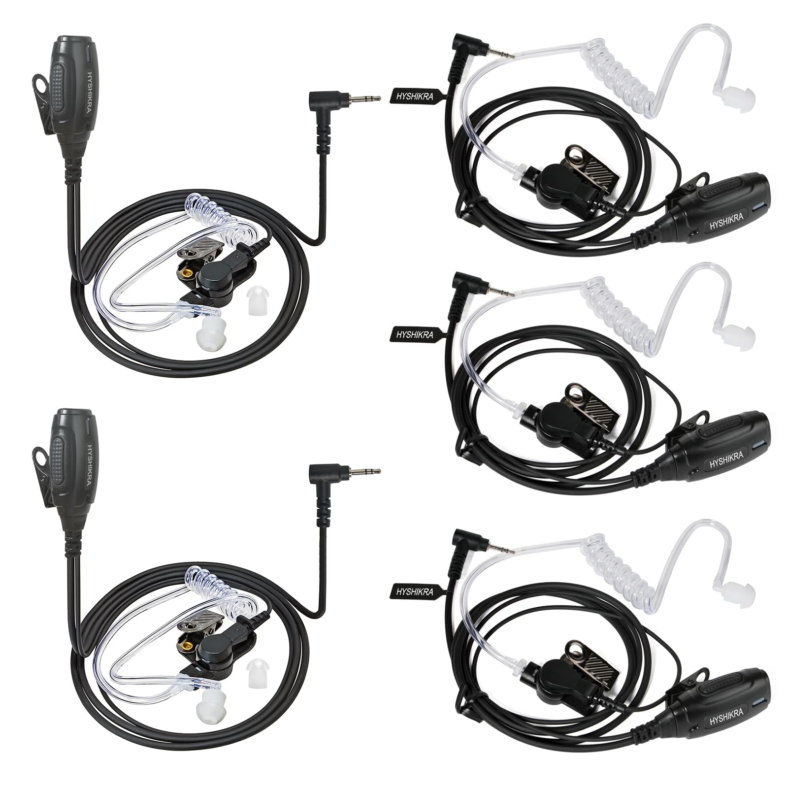 2,5 mm 1-poliges Headset mit Mikrofon Big PTT (Akustikschlauch, 5) | kompatibel mit Motorola TLKR T60 T61 T62 T81 T80 T82 Extreme Hunter HYT Zwei-Wege-Radio-Ohrhörer für Security Bodyguard