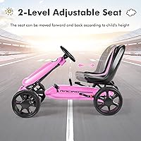 Vista 5 de OLAKIDS Pedal Go Kart para niños, 4 ruedas en coche de juguete, corredor de pie interior al aire libre para niño niña con asiento de cubo ajustable