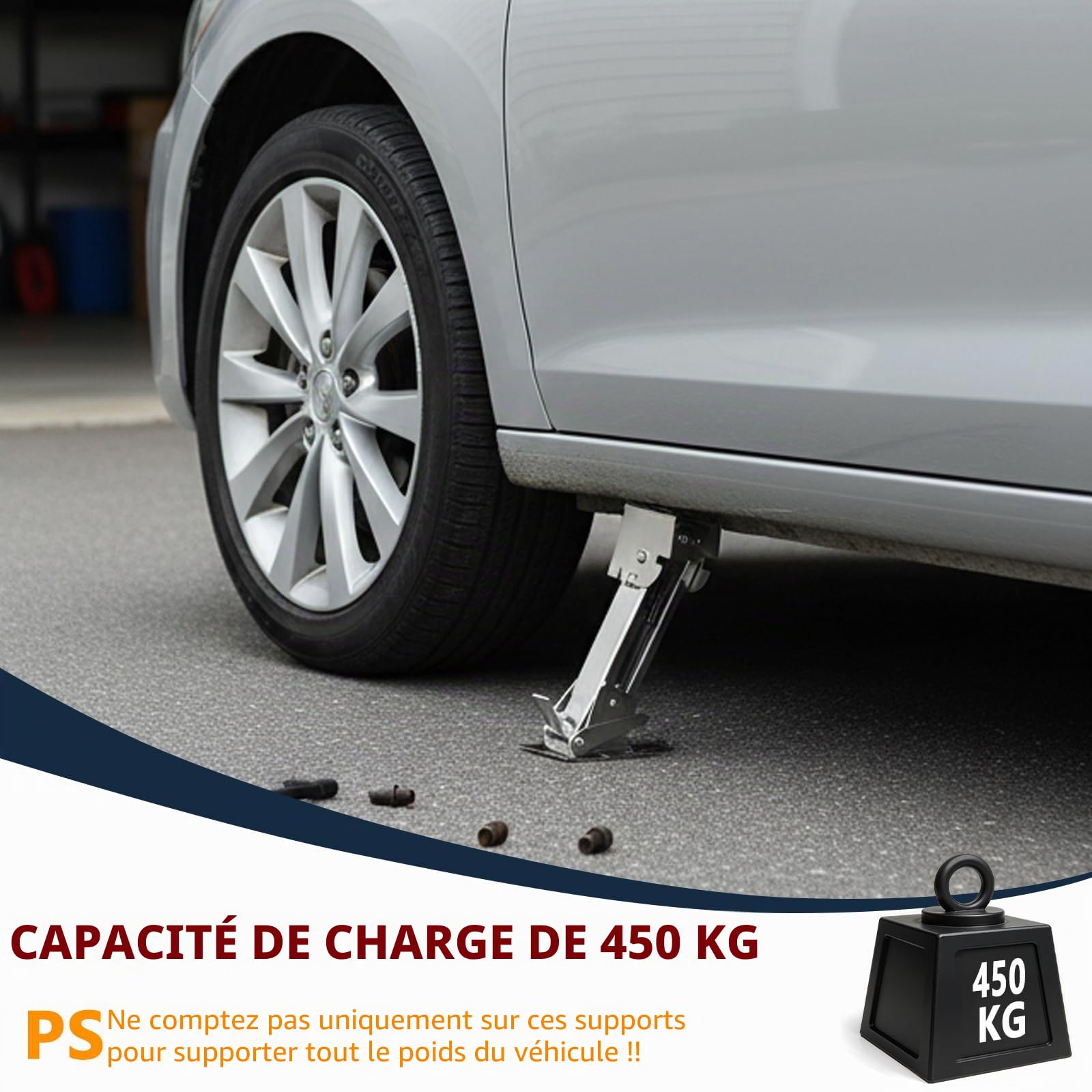 Lot de 2 Supports de remorque, avec capacité de Charge de 450 kg, manivelle avec Support de Serrage, stabilisateur de Camping-Car, béquilles de remorque pour Camping-Cars et remorques