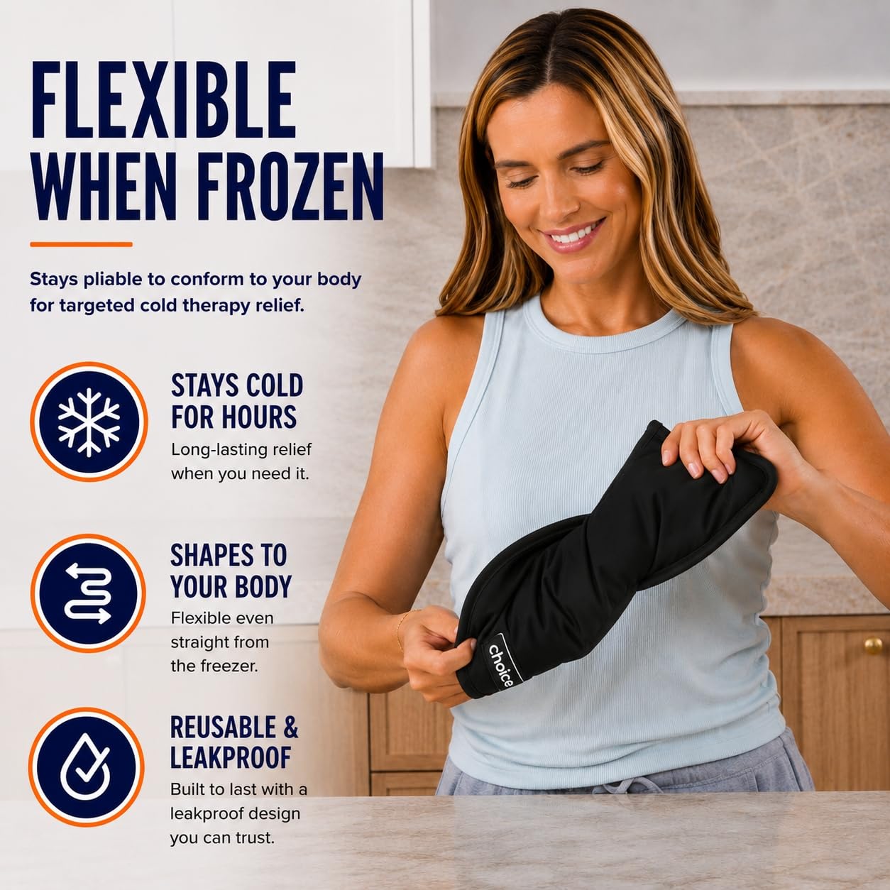 Rester's Choice Bolsa de hielo reutilizable para lesiones (estándar grande: 11 x 14.5) para cadera, hombro, rodilla, espalda, compresa caliente y fría para hinchazón, moretones, cirugía, terapia de