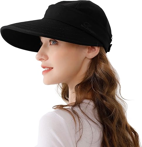 Sombrero de sol para mujer, 2 en 1 con cremallera y protección solar para mujer, sombrero de golf plegable
