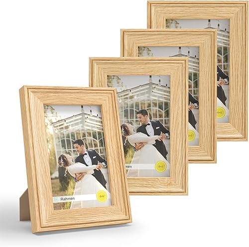 Miniatura 15 de iRahmen Juego de 4 portarretratos de 8 x 10 pulgadas, marco de fotos vintage rústico marrón con cristal real, marcos de 8 x 10 pulgadas para montaje