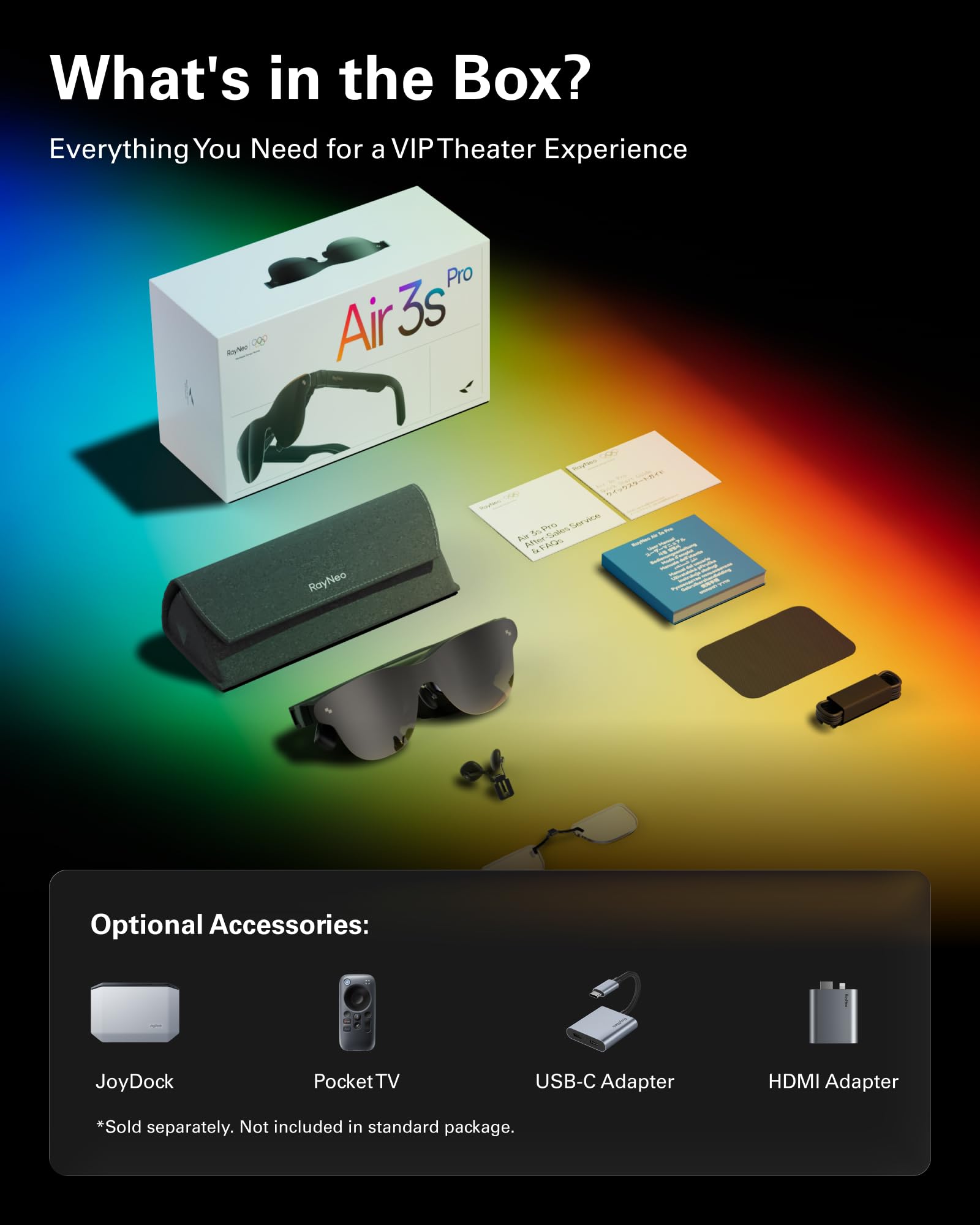 RayNeo Air 3s Pro AR/XR Glasses - 201'' 1200 Nits 120Hz HueView 2.0 Video Display Glasses, Smart Gaming Glasses for iPhone 16,15/Android/Mac/Switch 2/PS5/SteamDeck - Next-Gen Personal Theater
