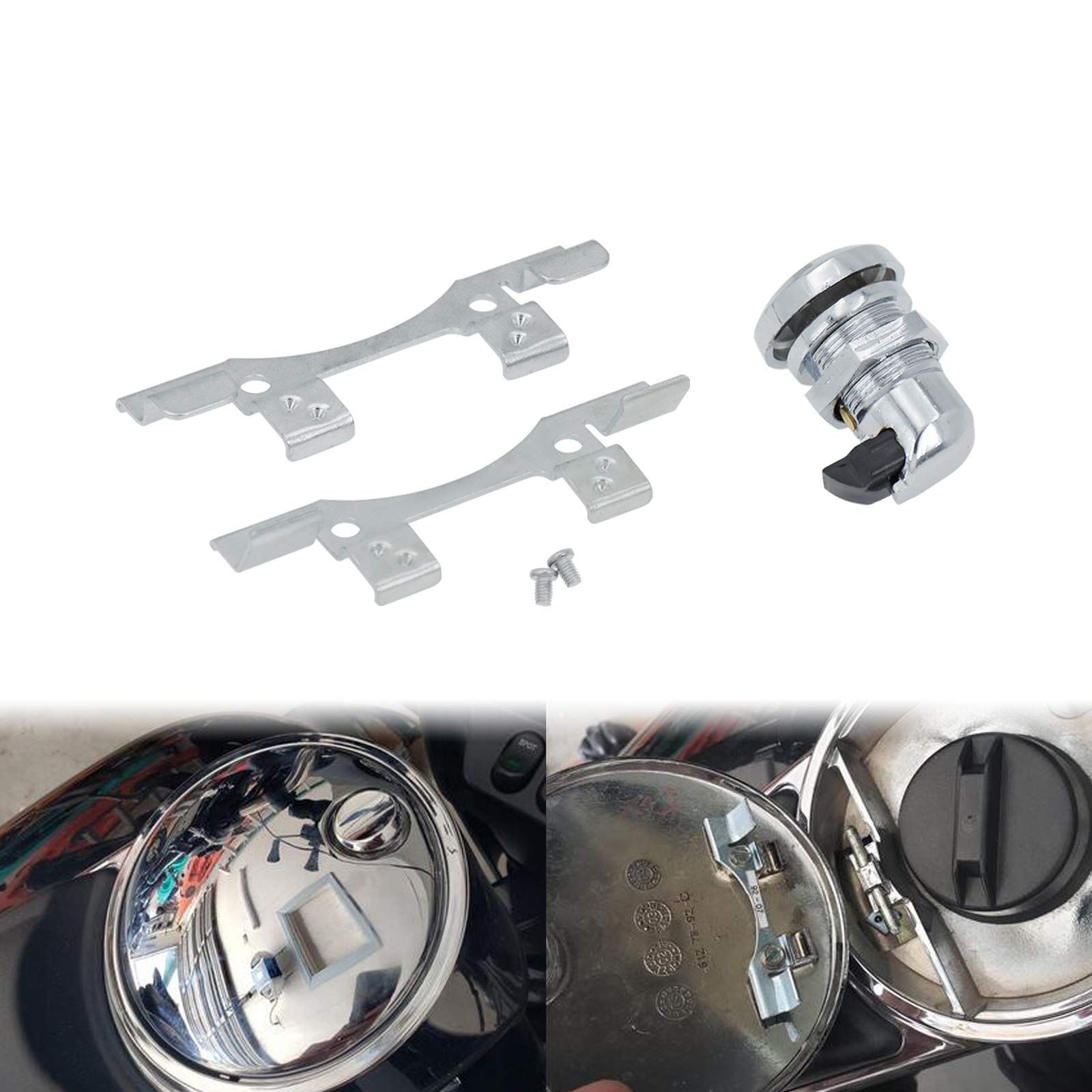 HDBUBALUS Motorcycle Fuel Door Latch Push Fit for Harley Touring Electra Glide Road Glide 1992-2023 Chrome