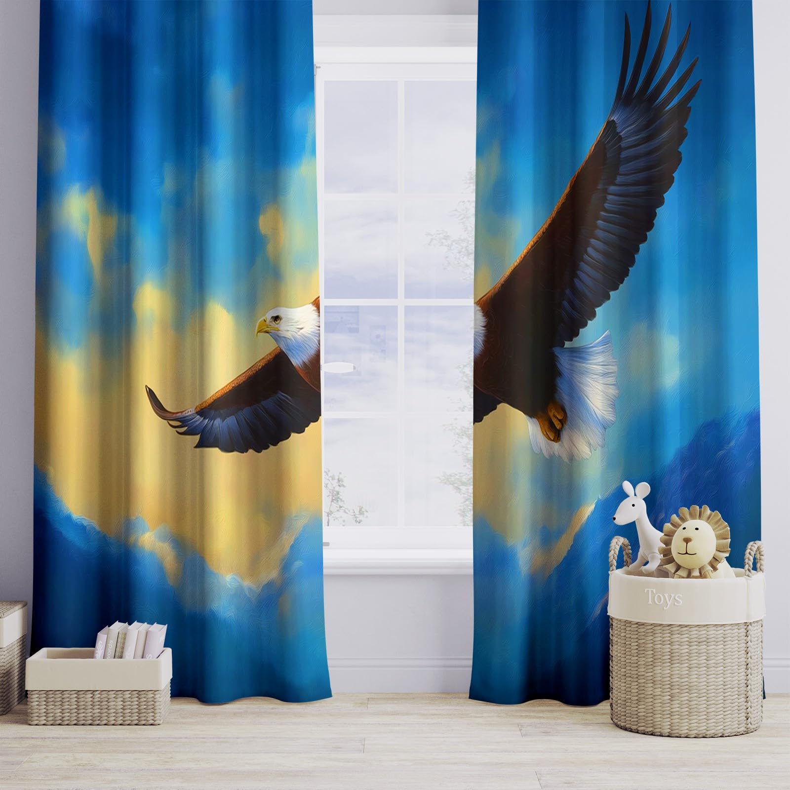 Generisch Abstrakte Bergadler Textur 2er Set Verdunkelungsvorhänge mit Ösen, Ölmalerei Stil Blickdicht Thermo Isoliert Vorhänge für Wohnzimmer & Schlafzimmer, HxB 166 x 75 cm
