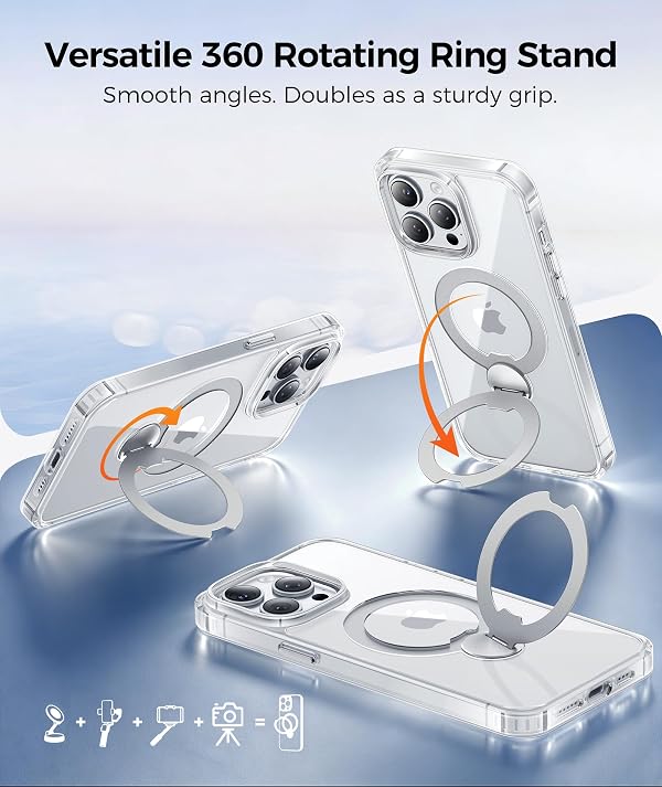 FNTCASE for iPhone 14 Pro Max Case with 360 Spin Magnetic Stand Clear by FNTCASE - Used condition - Image 7