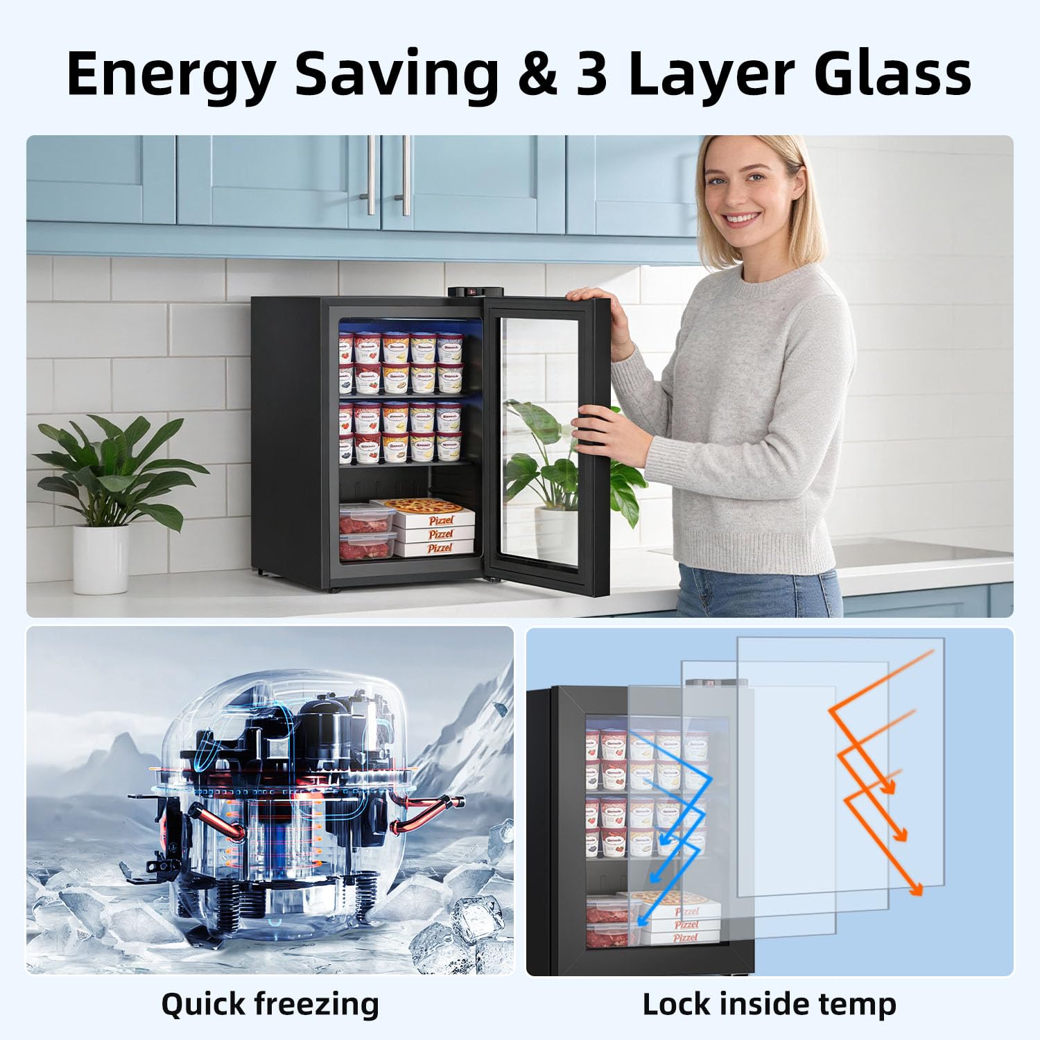 Antarctic Star 65l Upright Ice Cream Storage Unit, Compact Vertical Design With Mechanical Temperature Control(-10°F To -18°F), Medium Capacity For Home/Office/Dormitory Use, 115v/60hz on Fridge.com - View 5