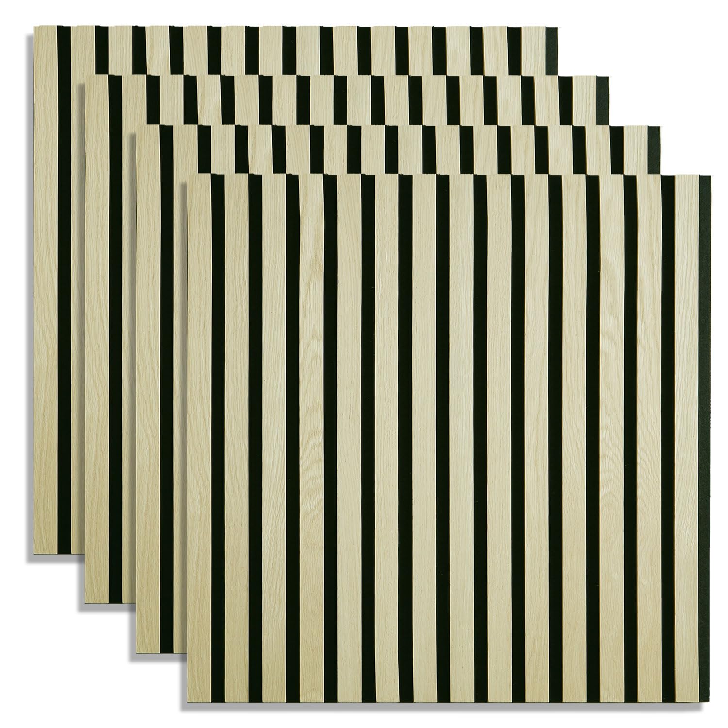 Homestyle4u 2703, panele akustyczne 60 x 60 cm panele ścienne drewno jasne, 4 panele, okładzina ścienna, wewnętrzne panele dekoracyjne, MDF