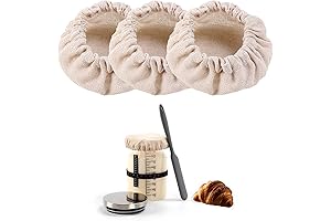 3-Pack Sourdough Starter Jar Unbleached Reusable Cloth Covers (for jar mouth size 3"-4" inches)