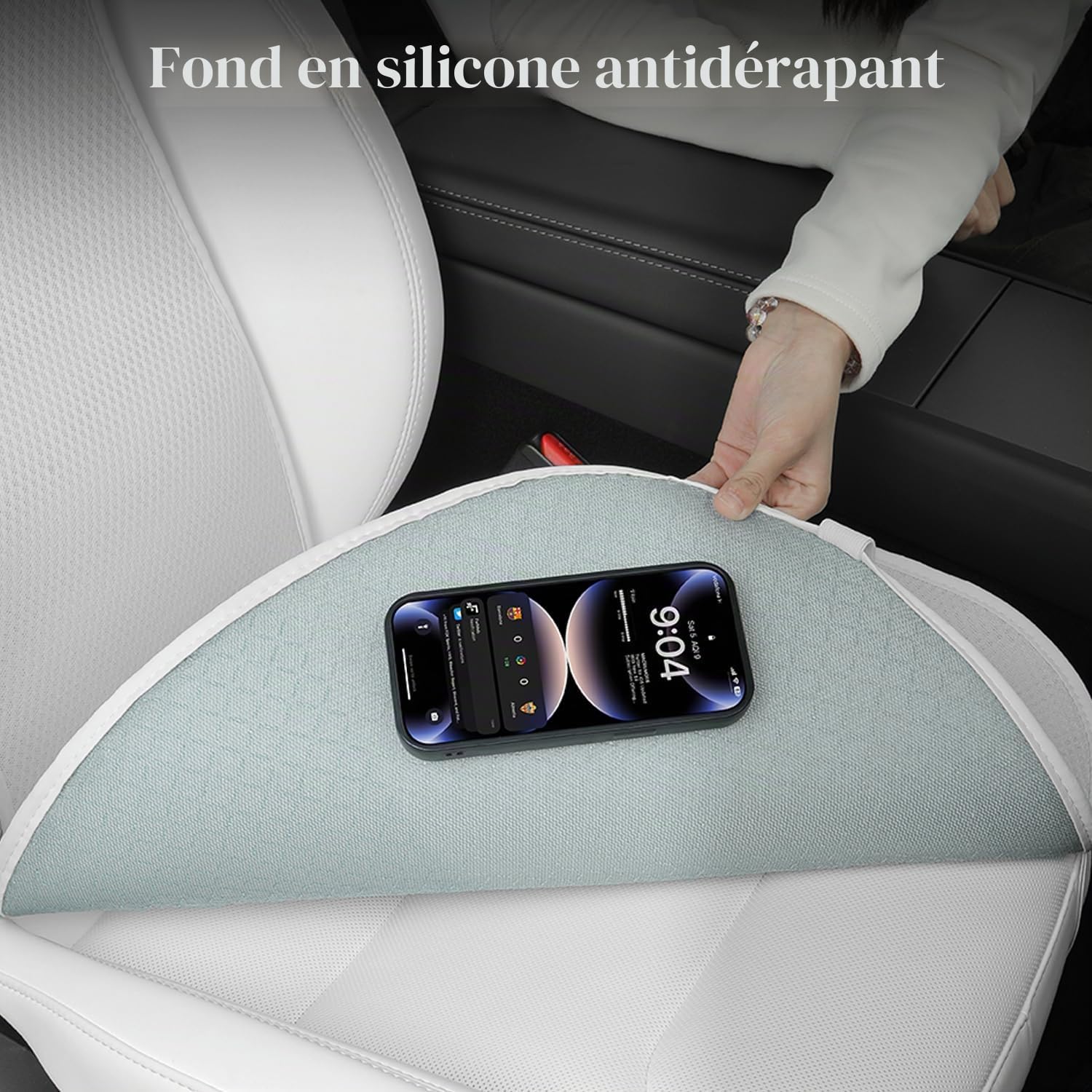 TOPABYTE Housse de Siège Avant pour Tesla Model 3/Y/X/S 2017-2026 Coussin de Siège – Protège Les Sièges de Votre Tesla – Protection Inférieure de Siège de Voiture - Blanc