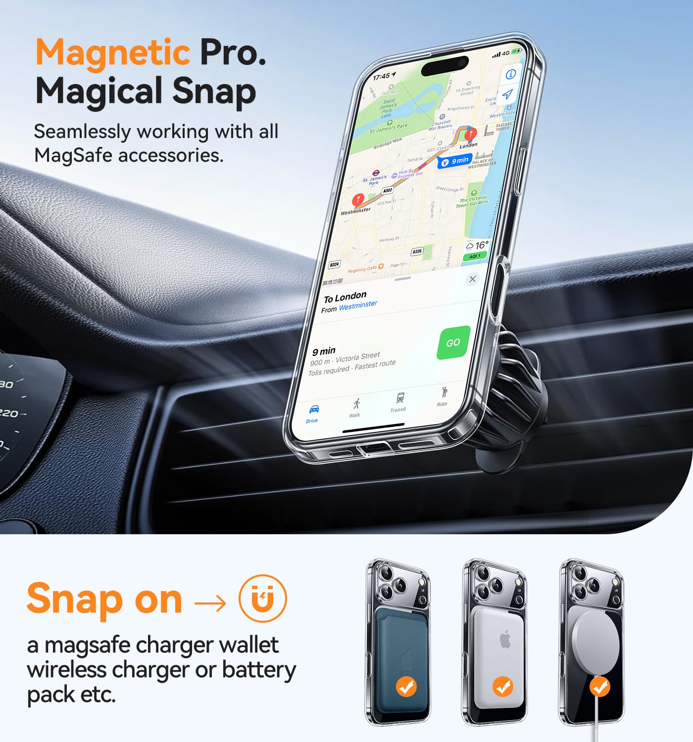 CANSHN Magnetica Cover per iPhone 17 Pro(6,3 Pollici), [Compatibile con MagSafe],[Protezione Completa Della Fotocamera], Custodia Protettiva Antiurto per Telefono,Trasparente