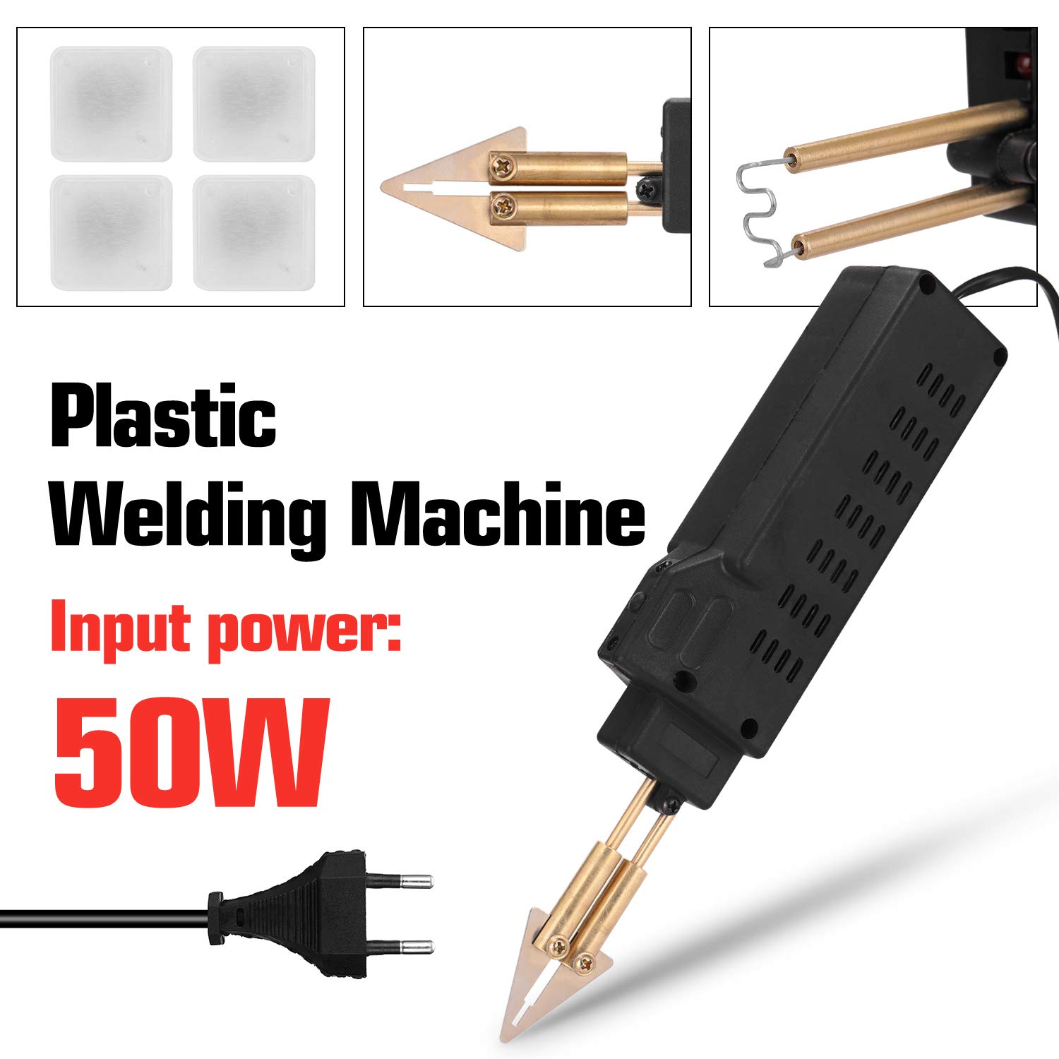 Geevorks Soldador de Plastico de 50W 6 en 1 Máquinas de Grapadora Caliente con 1 * Alicates,1 * Cortador Diagonal y 200 * Grapas para Reparar Parachoques Agrietados,etc