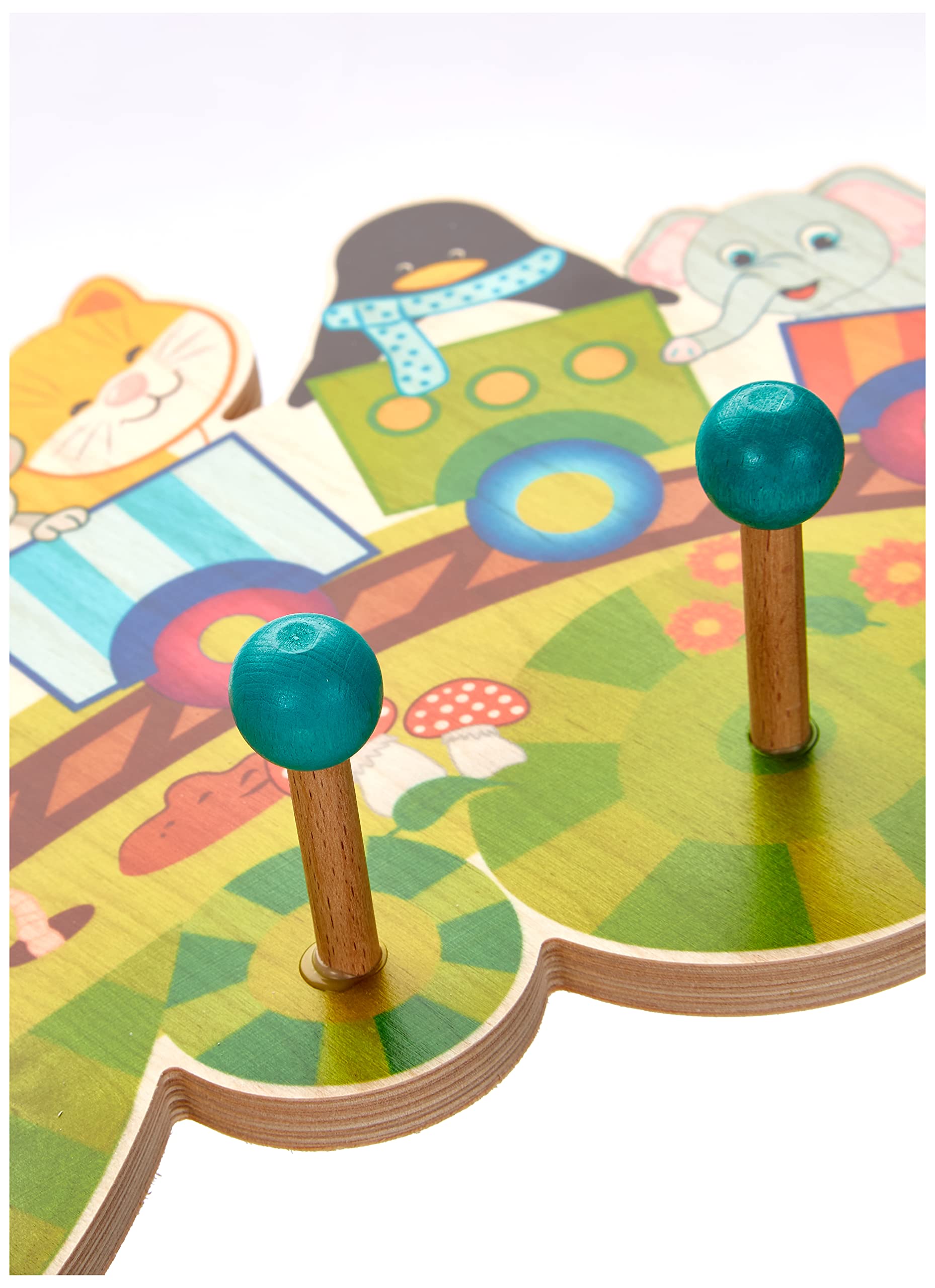 Hess Holzspielzeug Appendiabiti in Legno Serie ferroviaria 5 Ganci per Bambini