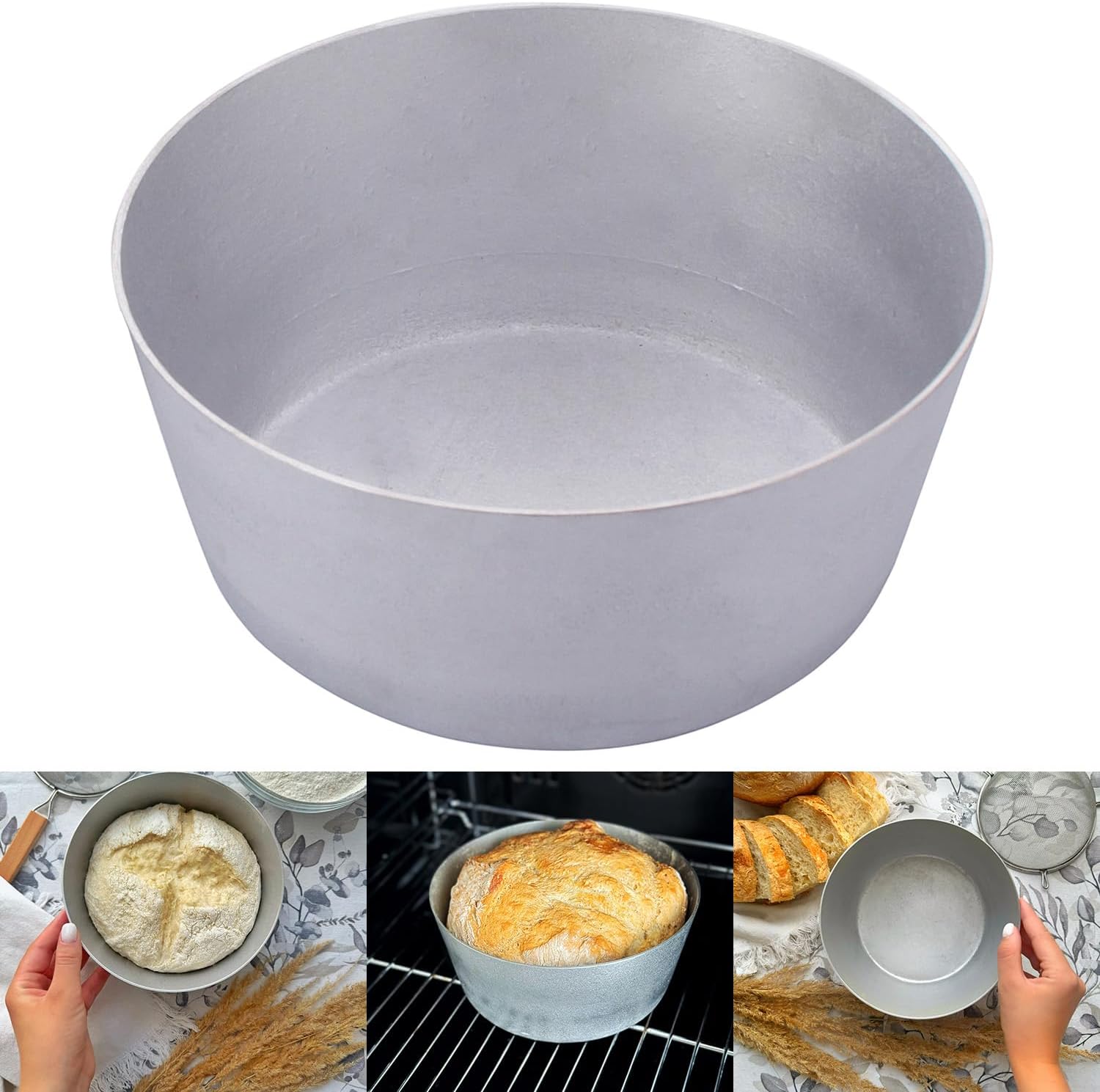 Round Aluminum Bread Baking Mold Form Dough Pan Dish L17 Ø 187 mm 7.36 in