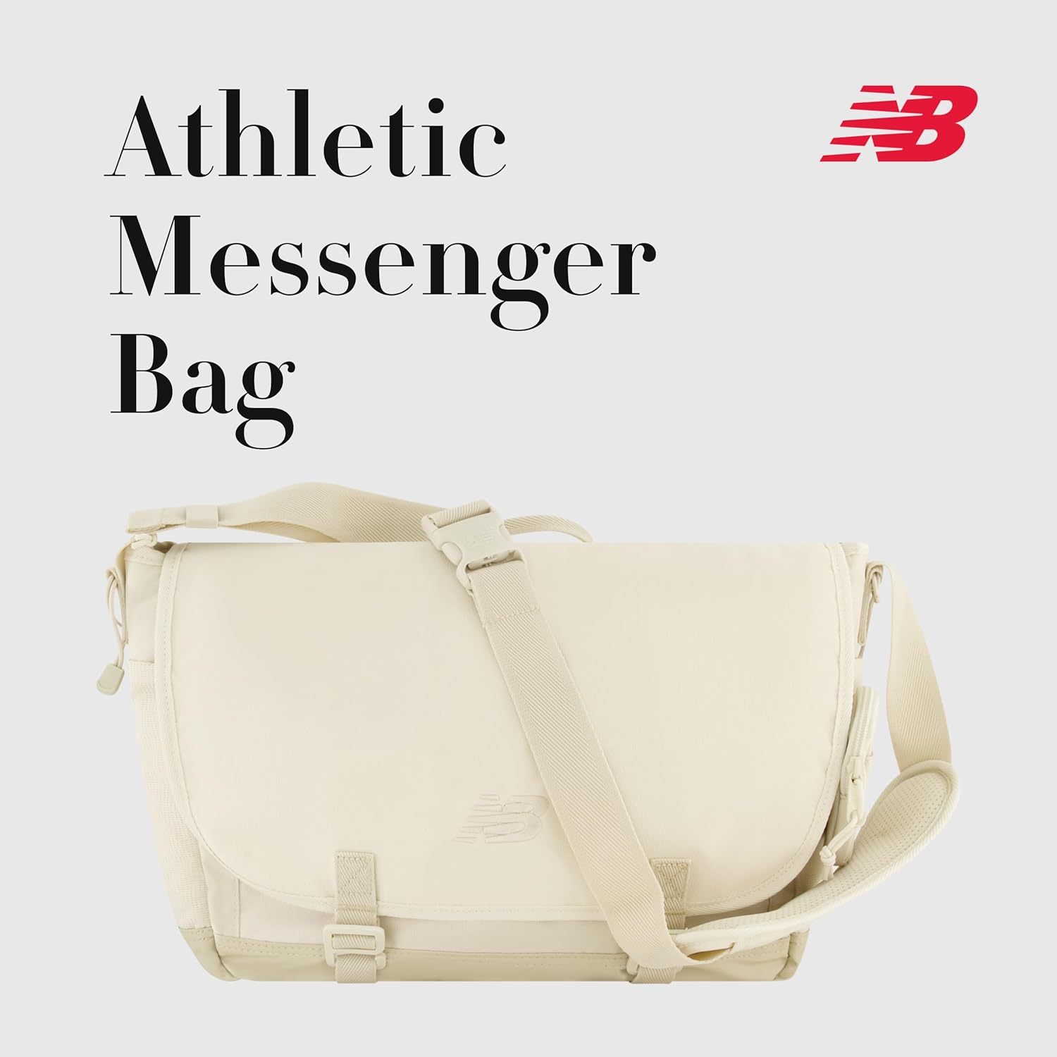 New Balance Messenger Bag, Athletics Collection Travel Handbag for Men and Women, Off White, One Size