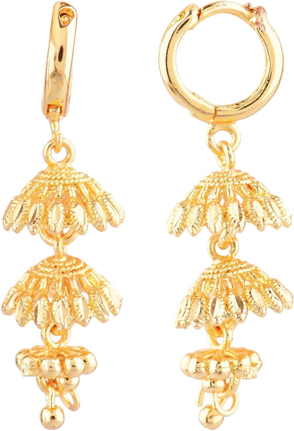 Efulgenz Indian Jhumka Earrings for Women Hoop Jhumki Earring Set Indian Hoop Earrings Wedding Bridal Jewelry Bollywood Fashion Costume Jewelry