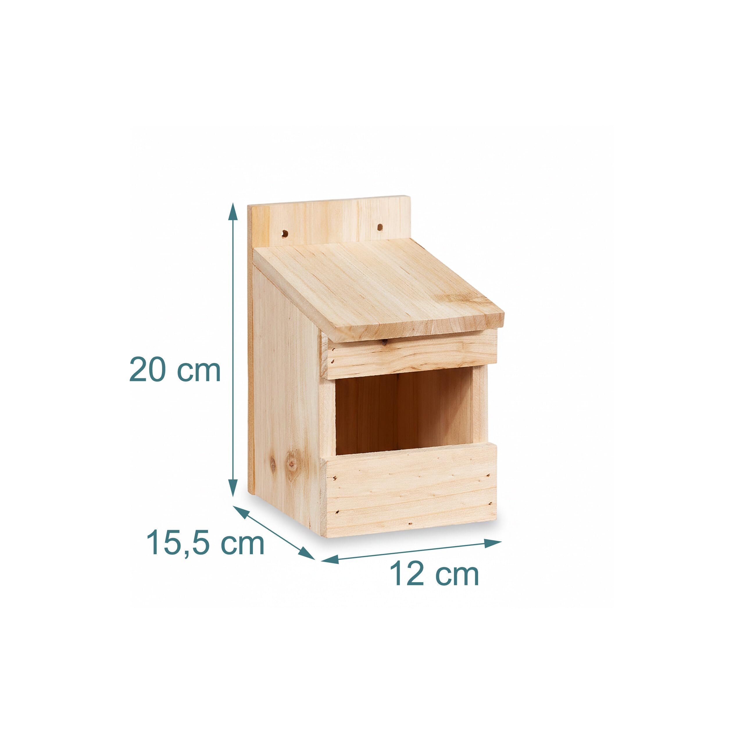 Relaxdays Nichoir Demi-Grotte en Bois Naturel, Lot de 2, Grande Ouverture, HxLxP : 20x12x15,5 cm