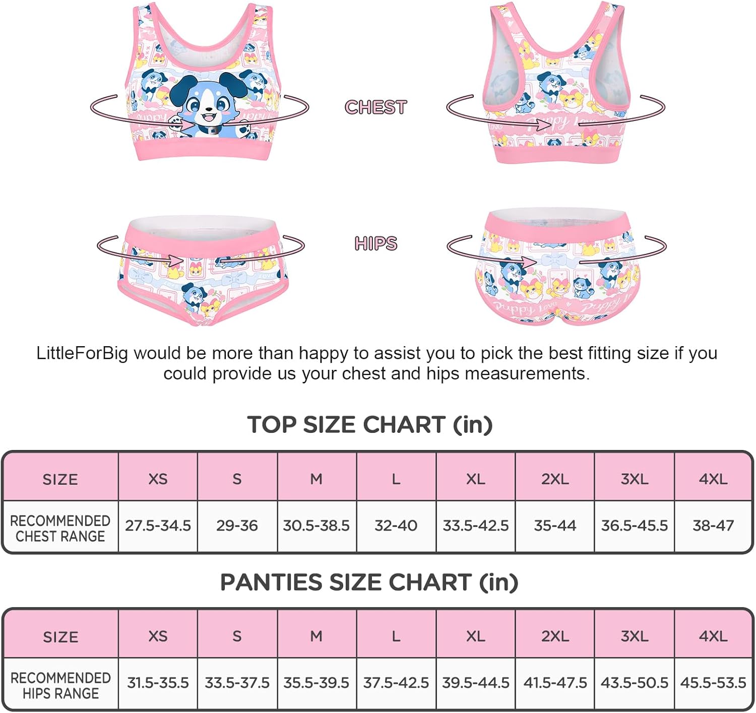 Littleforbig Women Silky Camisole and Panties Sports Loungewear Bralette Set – Puppy Love Little Blue Bralette Set - Image 5