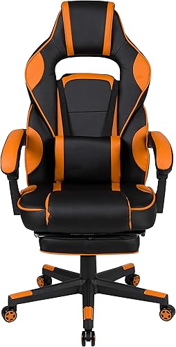 Miniatura 6 de EMMA + OLIVER Silla ergonómica para juegos negra/naranja, respaldo/brazos, reposapiés, masaje lumbar Negro/Naranja,Negro -,Negro/Azul,Negro