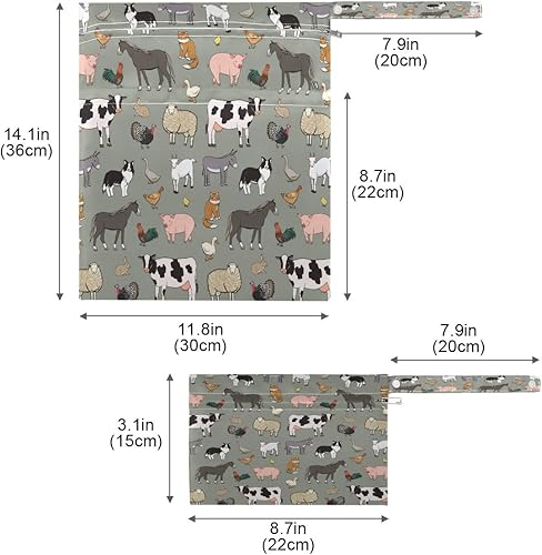 Miniatura 7 de Blueangle Funny Fishes - Bolsa para pañales de tela, traje de baño y viajes, bolsas húmedas resistentes al agua, perfectas para ropa húmeda,