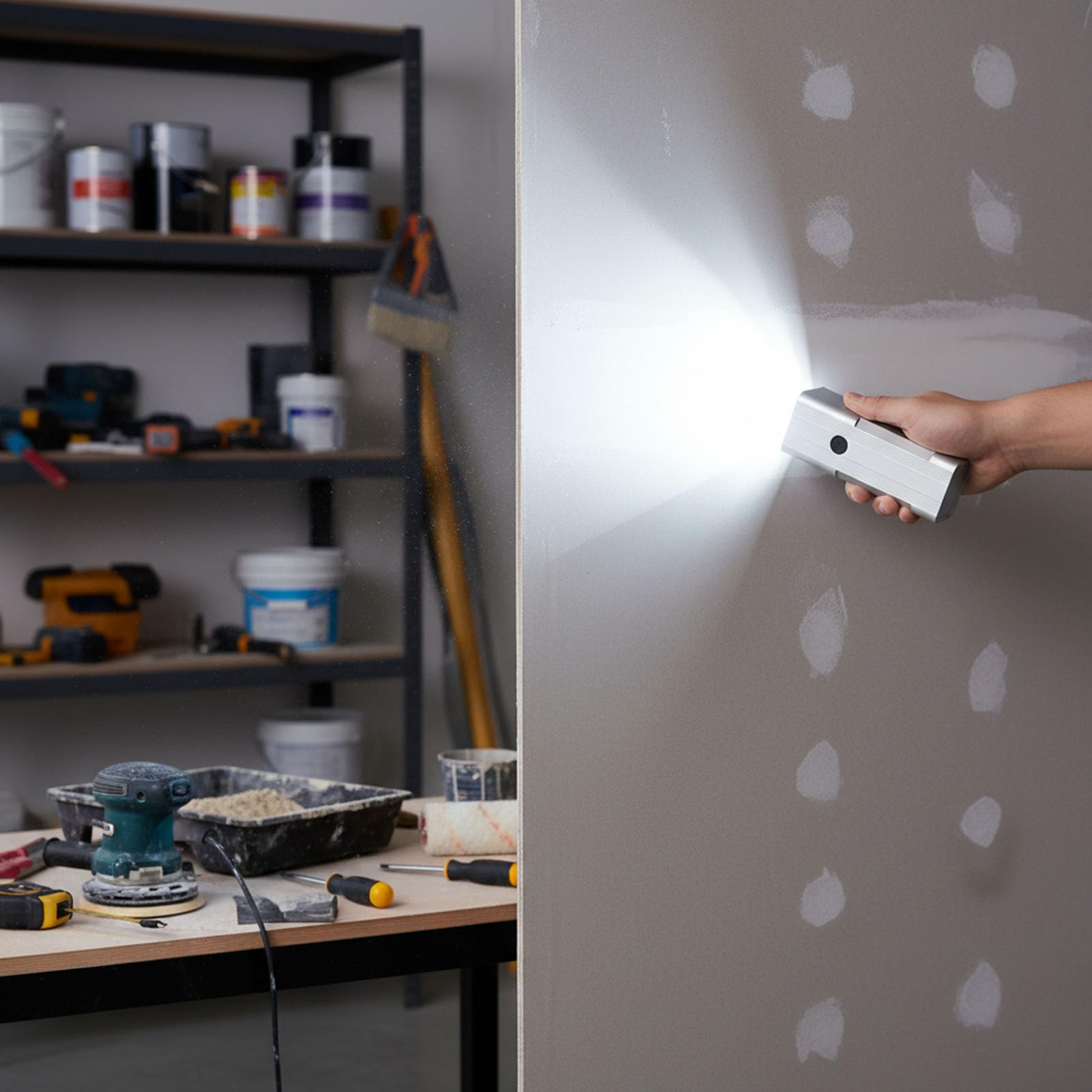 Torcia di Ispezione Portatile Luminosa con Luce di Livellamento a Parete per Verniciatura Professionale e Finitura Superficiale 650LM