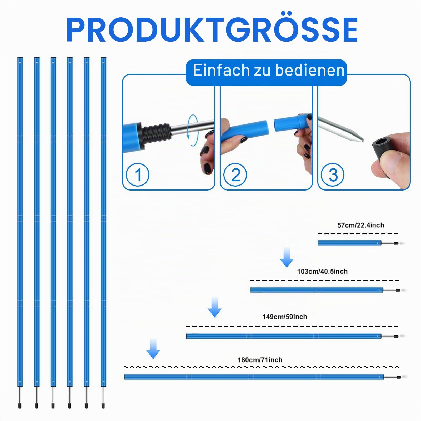 Slalomstangen Fussball Trainingszubehör mit 6 Slalom Poles, 6m Koordinationsleiter, 12 Hütchen, Springseil und Resistance Fallschirm, Fußball Trainingsset für Koordinationstraining, Slalom
