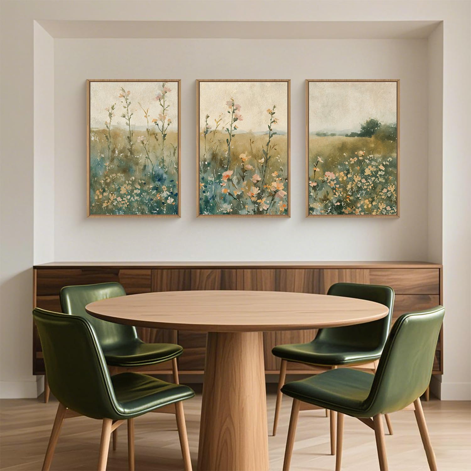 Vintage Watercolor Wildflower Wall Art - 3 Piece Set -2