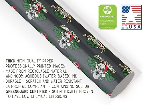 Miniatura 4 de Papel de regalo grueso de calavera punk para decoración de fiesta gótica rollo de 12 pies x 30 pulgadas