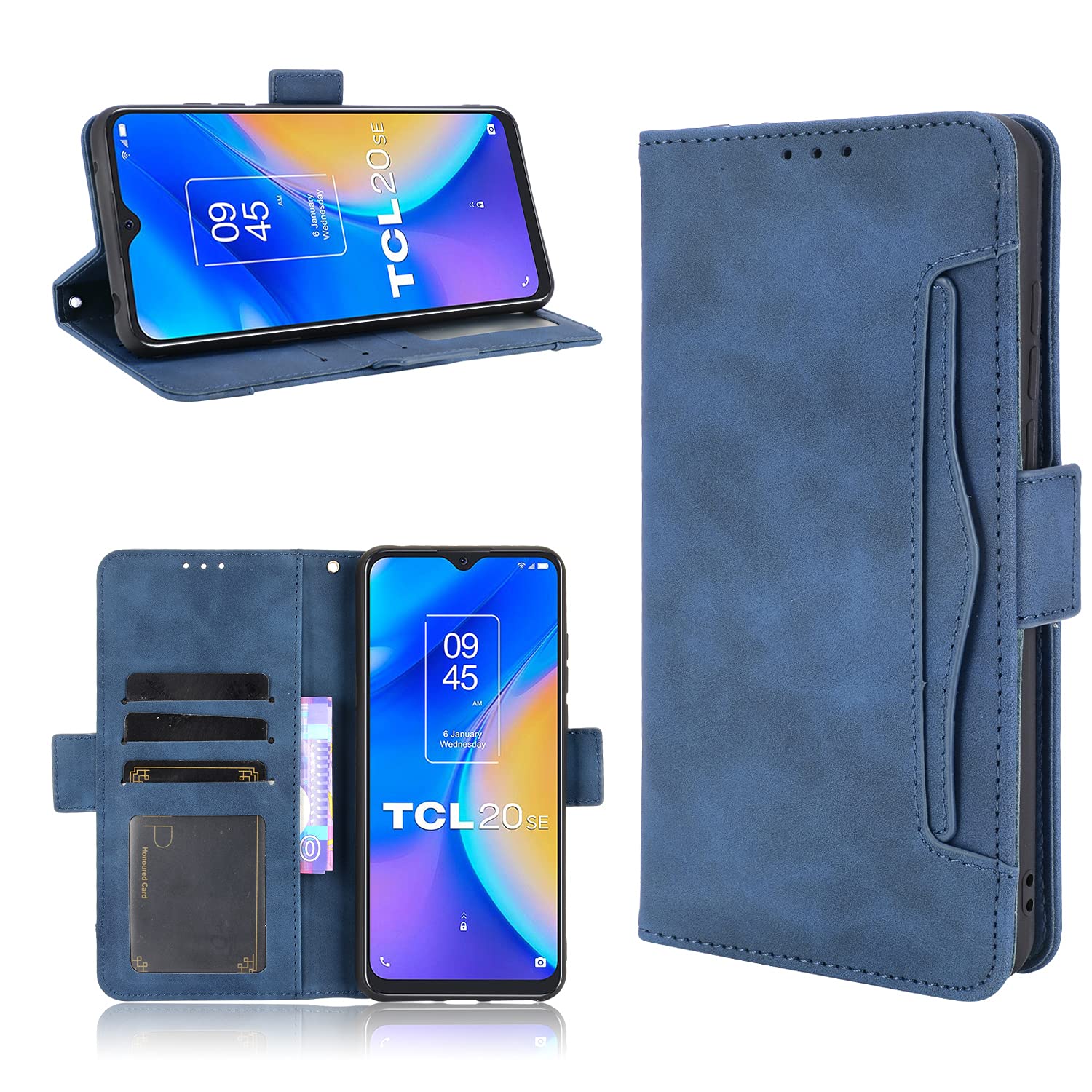 Asuwish Compatible With TCL 20E 20Y TLC 6125F Wallet Case Lanyard Leather Flip Card Holder Stand Wrist Strap Cell Phone Cover Alcatel 1s 2021 3l 2021 Wome